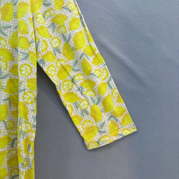 Lands End Slub Jersey 3/4 Sleeve Top Lemon Print SZ Medium 10-12 Summer, Comfort - Picture 2 of 10